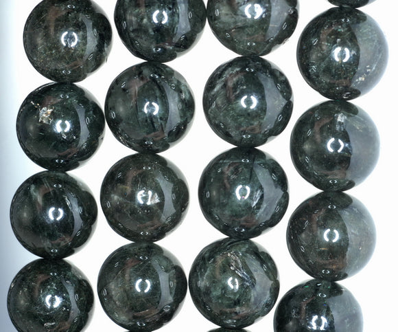 14MM Green Rutilated Quartz Gemstone Grade AA Round Loose Beads 7.5 inch Half Strand (90182401-A121)