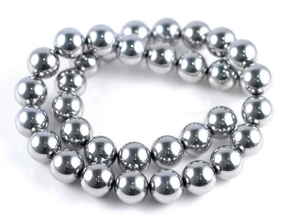 12MM Silver Hematite Gemstone Round Loose Beads 7 inch Half Strand (90182694-A136)