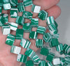 8MM Green White Matrix Turquoise Gemstone Square Cube Diagonal Loose Beads 7 inch Half Strand (90183188-A146)