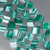 8MM Green White Matrix Turquoise Gemstone Square Cube Diagonal Loose Beads 7 inch Half Strand (90183188-A146)