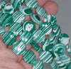 14MM Green White Matrix Turquoise Gemstone Flat Round Circle Loose Beads 7.5 inch Half Strand (90183194-A147)