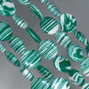14MM Green White Matrix Turquoise Gemstone Flat Round Circle Loose Beads 15.5 inch Full Strand (90183193-A147)