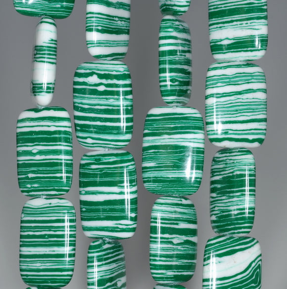 18x13MM Green White Matrix Turquoise Gemstone Rectangle Loose Beads 7 inch Half Strand (90183199-A147)
