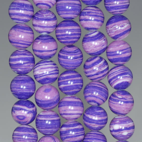 10MM Purple Matrix Turquoise Gemstone Round Loose Beads 15 inch Full Strand (90183203-A147)