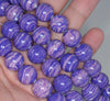 12MM Purple Matrix Turquoise Gemstone Round Loose Beads 7.5 inch Half Strand (90183205-A147)