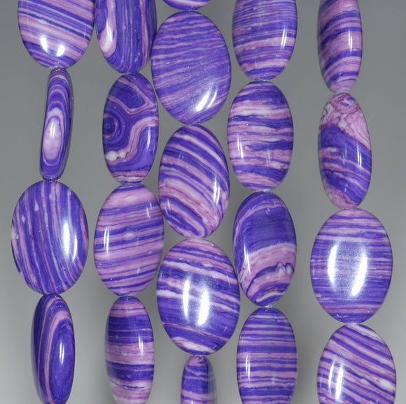 18x13MM Purple Matrix Turquoise Gemstone Oval Loose Beads 7.5 inch Half Strand (90183209-A147)