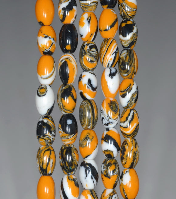 8x5MM Yellow Black Matrix Turquoise Gemstone Barrel Drum Loose Beads 16 inch Full Strand (90183210-A148)