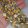 14MM Yellow Black Matrix Turquoise Gemstone Flat Round Circle Loose Beads 15.5 inch Full Strand (90183211-A148)