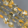14MM Yellow Black Matrix Turquoise Gemstone Flat Round Circle Loose Beads 15.5 inch Full Strand (90183211-A148)