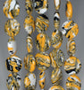 14MM Yellow Black Matrix Turquoise Gemstone Flat Round Circle Loose Beads 15.5 inch Full Strand (90183211-A148)