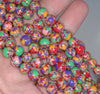 8MM Rainbow Matrix Turquoise Gemstone Round Loose Beads 7.5 inch Half Strand (90183247-A149)