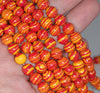 10MM Red Yellow Matrix Turquoise Gemstone Round Loose Beads 15 inch Full Strand (90183269-A150)
