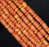9x6MM Red Yellow Matrix Turquoise Gemstone Round Tube Loose Beads 15.5 inch Full Strand (90183278-A151)