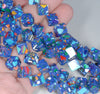 8MM Blue Matrix Matrix Turquoise Gemstone Square Cube Diagonal Loose Beads 7.5 inch Half Strand (90183301-A152)