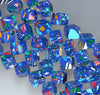 8MM Blue Matrix Matrix Turquoise Gemstone Square Cube Diagonal Loose Beads 7.5 inch Half Strand (90183301-A152)