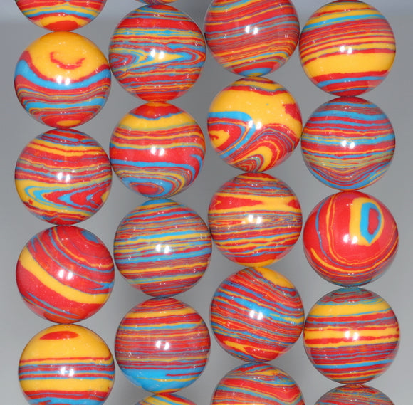 16MM Rainbow Matrix Turquoise Gemstone Round Loose Beads 7.5 inch Half Strand (90183327-A153)