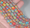 12x8MM Rainbow Matrix Turquoise Gemstone Barrel Drum Loose Beads 7.5 inch Half Strand (90183337-A154)