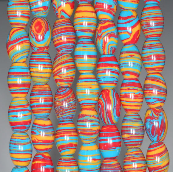 12x8MM Rainbow Matrix Turquoise Gemstone Barrel Drum Loose Beads 7.5 inch Half Strand (90183337-A154)