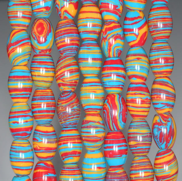 12x8MM Rainbow Matrix Turquoise Gemstone Barrel Drum Loose Beads 7.5 inch Half Strand (90183337-A154)