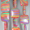 22MM Rainbow Matrix Turquoise Gemstone Flat Square Loose Beads 7.5 inch Half Strand (90183341-A154)