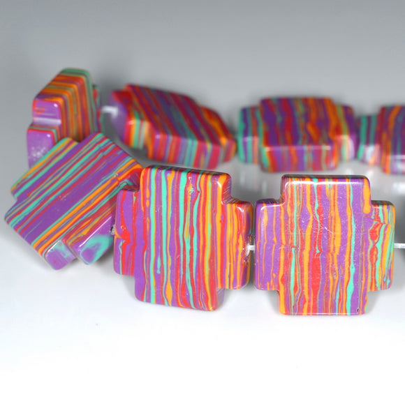 20MM Rainbow Matrix Turquoise Gemstone Flat Square Loose Beads 7 inch Half Strand (90183343-A154)