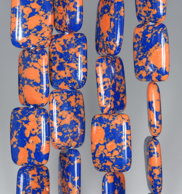 18x13MM Orange Blue Matrix Turquoise Gemstone Rectangle Loose Beads 15.5 inch Full Strand (90184675-A144)
