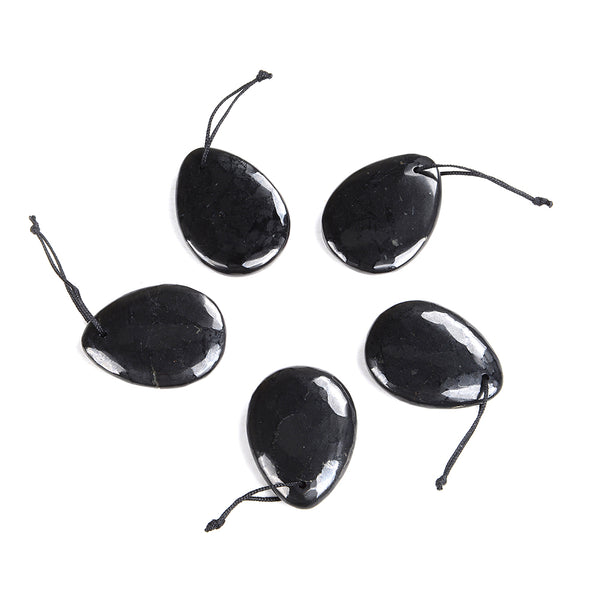 30x40MM Natural Smooth Shungite Gemstone Grade AAA Teardrop Pendant 1 Bead (80008563-D49)