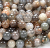 Natural Orange Gray Sunstone Gemstone Grade AA Round 6MM 8MM Loose Beads (D311)