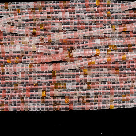 6X3MM Cherry Quartz Gemstone Heishi Discs beads Loose Beads (P18)