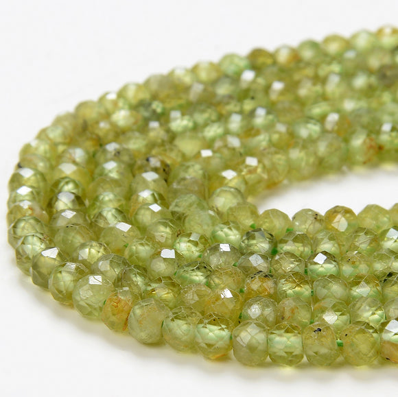 3X2MM Natural Peridot Gemstone Grade AAA Micro Faceted Rondelle Loose Beads 15 inch Full Strand (80016391-P61)