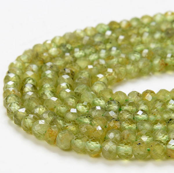 3X2MM Natural Peridot Gemstone Grade AAA Micro Faceted Rondelle Loose Beads 15 inch Full Strand (80016391-P61)