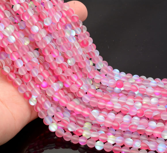 5MM Matte Aura Quartz Gemstone Pink Round 15 Inch Full Strand (80007268-A251)