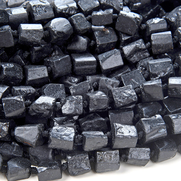 Natural Rough Black Tourmaline Gemstone Round 8-12MM 7-10MM Loose Beads (D180)