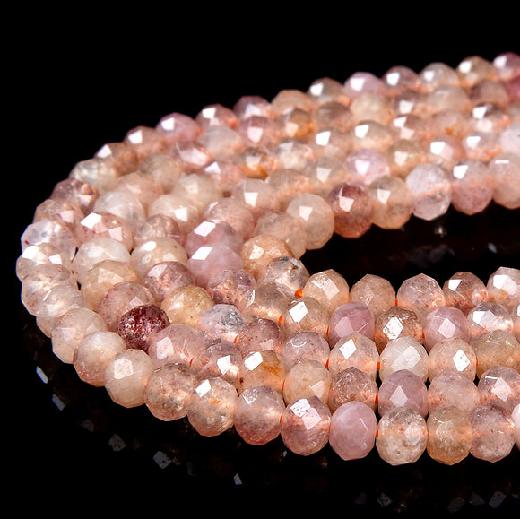 5X3MM Natural Strawberry Lepidocrocite Quartz Gemstone Grade AA Micro Faceted Rondelle Loose Beads 15 inch Full Strand (80016405-P62)