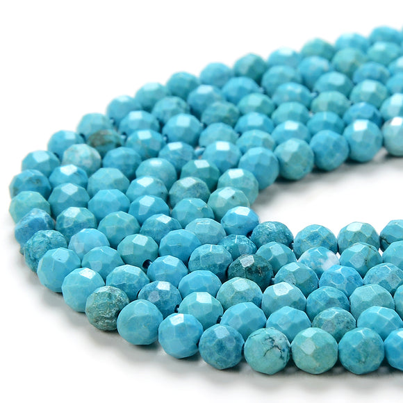 Treated Turquoise Gemstone Grade AAA Micro Faceted Round 3MM 4MM Loose Beads 15 inch Full Strand (P53)