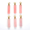 47X22MM Natural Rose Quartz Gemstone Perfume Bottle Pendant Hexagon Healing Tube, Essential Oil Bottle Beads 1 Bead (80017275-P73)