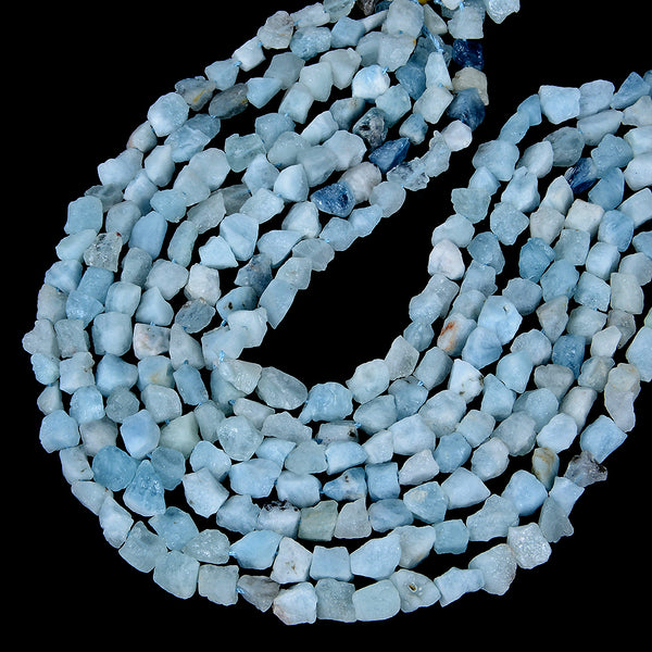 12-8MM Aquamarine Gemstone Rough Nugget Chunks Loose Beads (S6)
