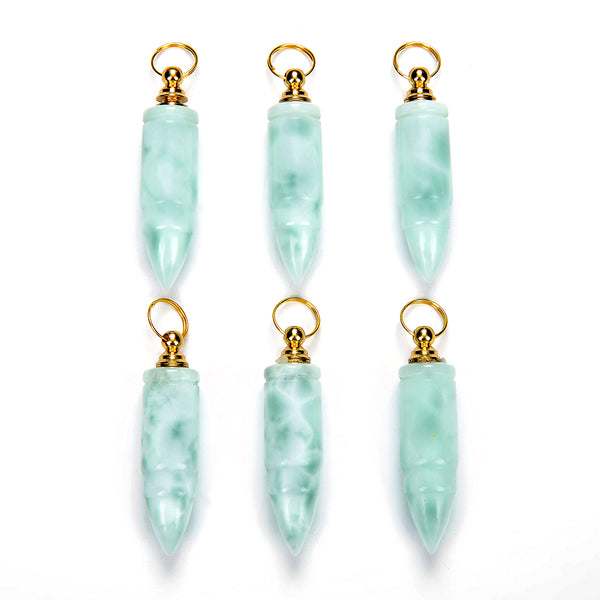 54X14MM Natural Green Moonstone Gemstone Perfume Bottle Pendant Bullet Point, Essential Oil Bottle Beads 1 Bead (80017257-P72)