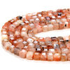 4MM Natural Sunstone Gemstone Grade AA Micro Faceted Diamond Cut Cube Loose Beads (P40)