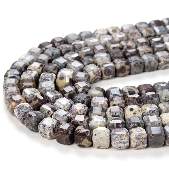 8MM Natural Astroite Jasper Asteroid Gemstone Grade AAA Micro Faceted Cube Loose Beads (D98A)