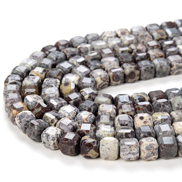 8MM Natural Astroite Jasper Asteroid Gemstone Grade AAA Micro Faceted Cube Loose Beads (D98A)