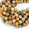 Mustard Yellow Natural Bumblebee Jasper Gemstone Grade AAA Round 8MM 10MM 12MM Loose Beads (A291)