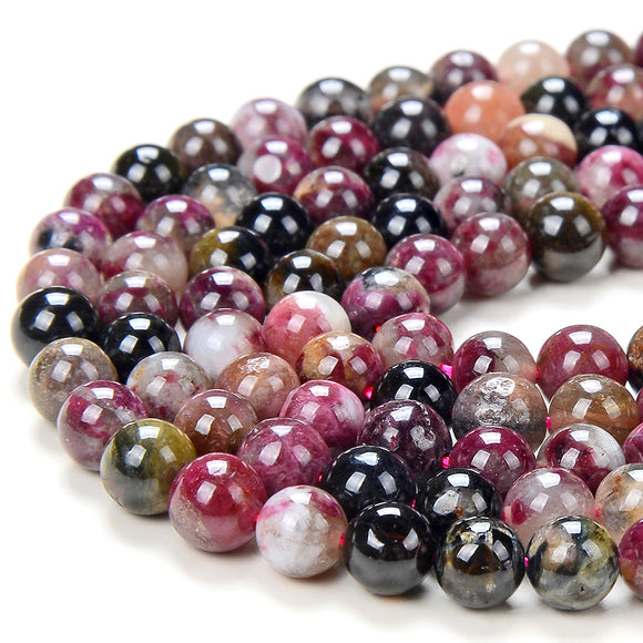 Natural Multi Color Tourmaline Gemstone Grade A Round 5MM 5-6MM Loose Beads (D264)