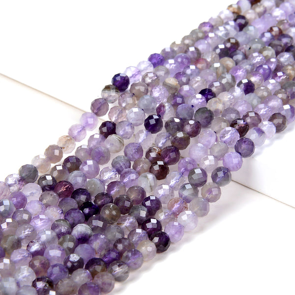 5MM Natural Flower Amethyst Gemstone Grade A Micro Faceted Round Loose Beads 15.5 inch Full Strand (80009442-P33)