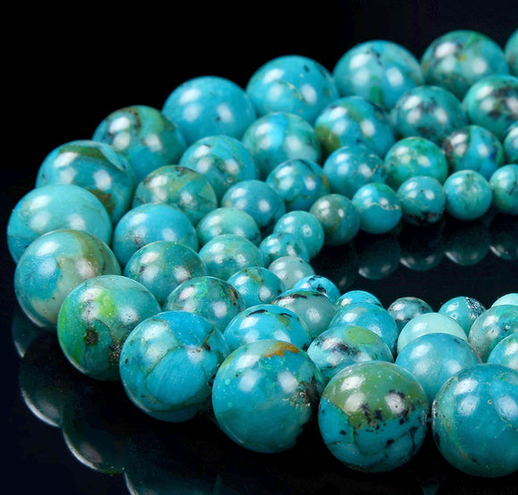 Natural Chrysocolla Gemstone Grade AA Round 5MM 6MM 7MM 8MM 9MM 10MM 11MM 12MM 13MM 14MM Loose Beads (D314)