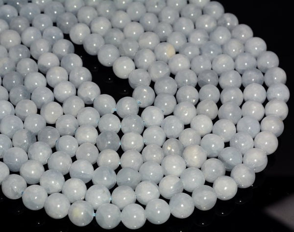 8mm Genuine Natural Blue Calcite Rare Gemstone Grade AAA Smooth Round Loose Beads 15.5 inch Full Strand (80020230-A223)