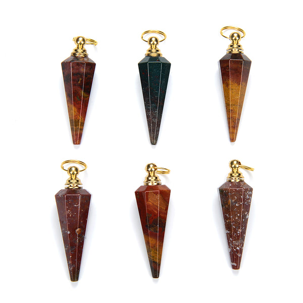 49X15MM Natural Indian Agate Gemstone Perfume Bottle Pendant Hexagon Healing Point, Essential Oil Bottle Beads 1 Bead (80017269-P73)