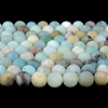 Matte Amazonite Gemstone Blue Brown Round 4mm/6mm/8mm/10mm Loose Beads 15 inch Full Strand (M6)