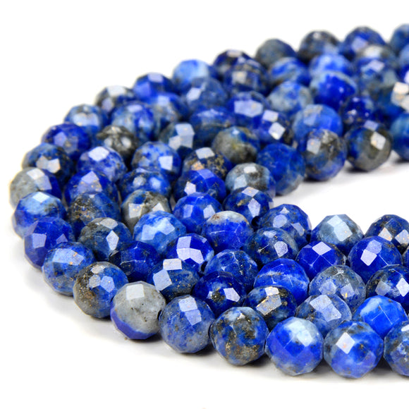 4MM Natural Lapis Lazuli Gemstone Grade AA Micro Faceted Round Loose Beads 15 inch Full Strand (80016235-P51)