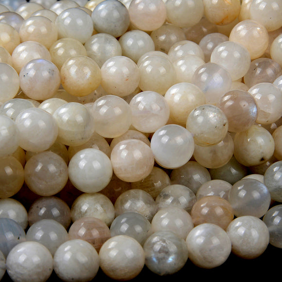 Natural Peach Rainbow Moonstone Gemstone Grade A Round 4MM 5MM 6MM 7MM 8MM 9MM 10MM 11MM 12MM 13MM 14MM Loose Beads (D104)